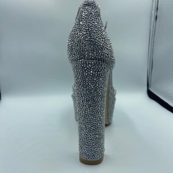 FIFSY Women Rhinestone Platform Chunky High Heels Sandals Open Toe Ankle… - Picture 2 of 5